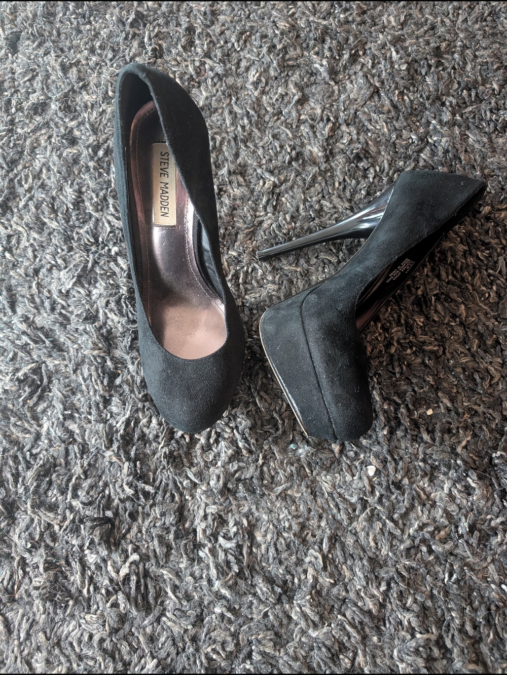 Steve Madden Black Suede Caryssa Platform Pumps - High Stiletto Heels